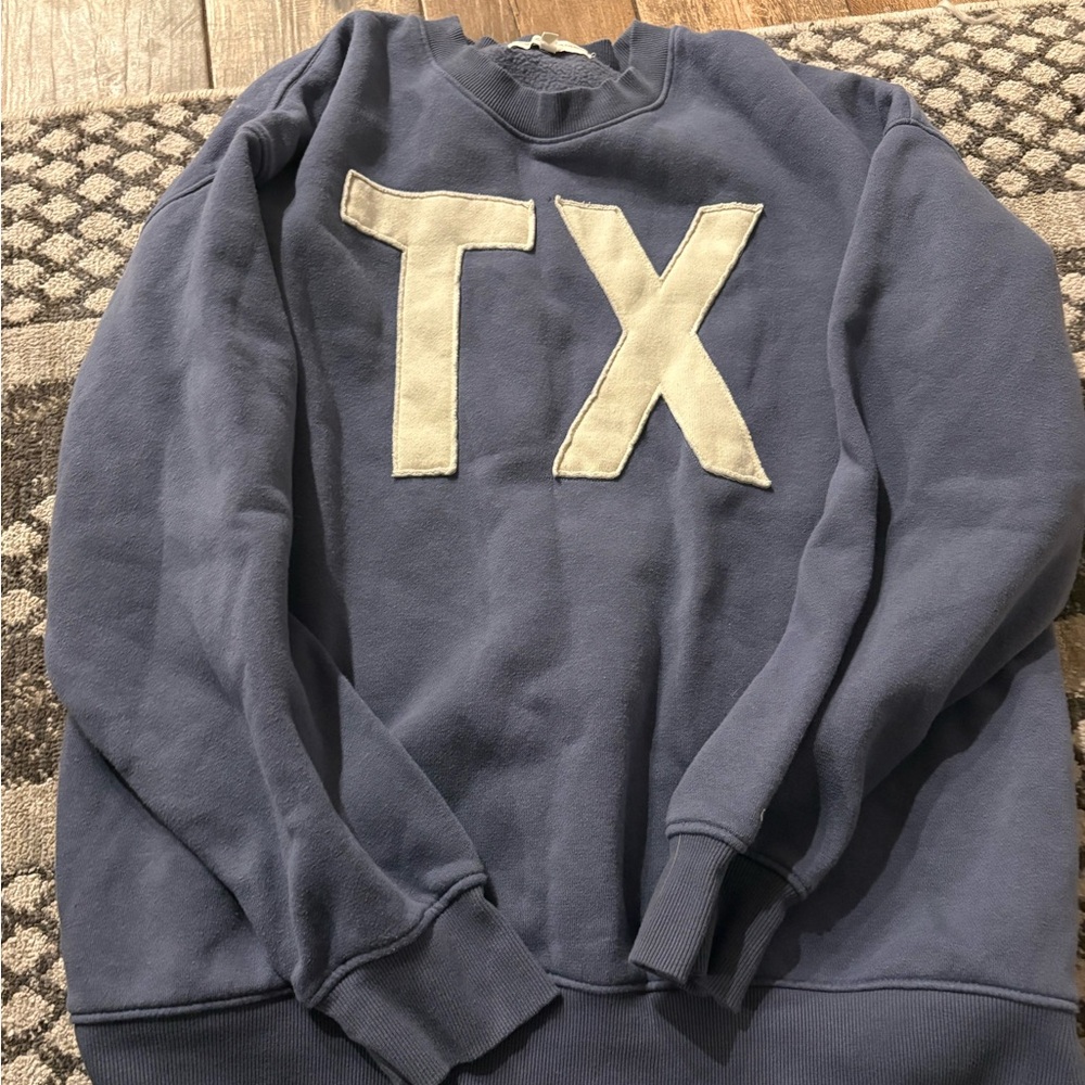 Blue Crewneck Sweater with TX Applique